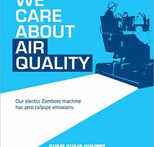 Posters to let your visitors to your building know that electric Zamboni equipment is in use.